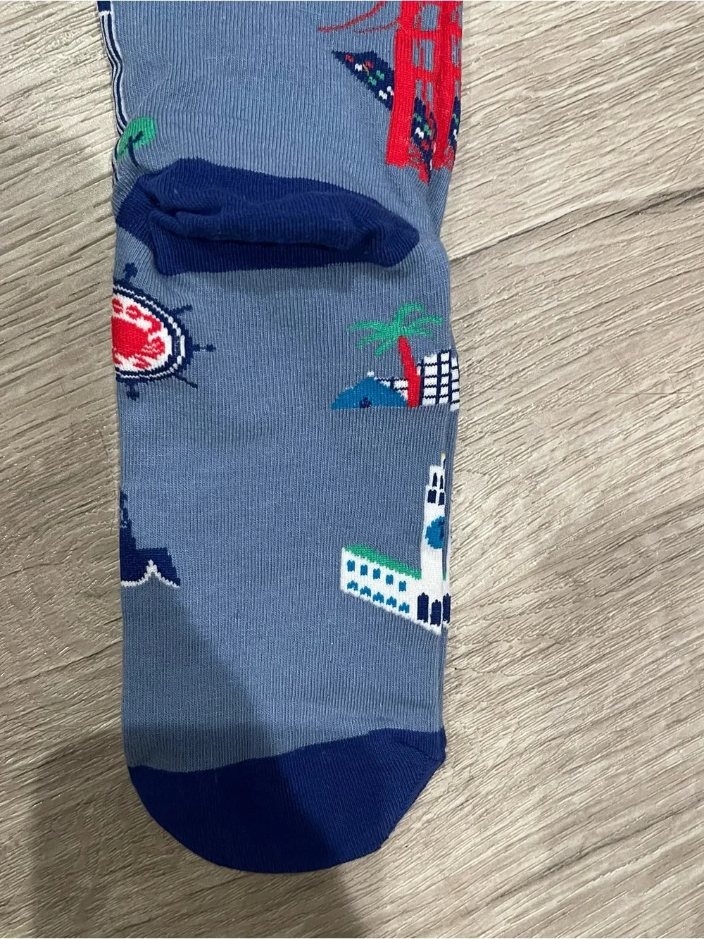San Francisco city Socks golden gate bridge cable car blue unisex size 9-11 NWT